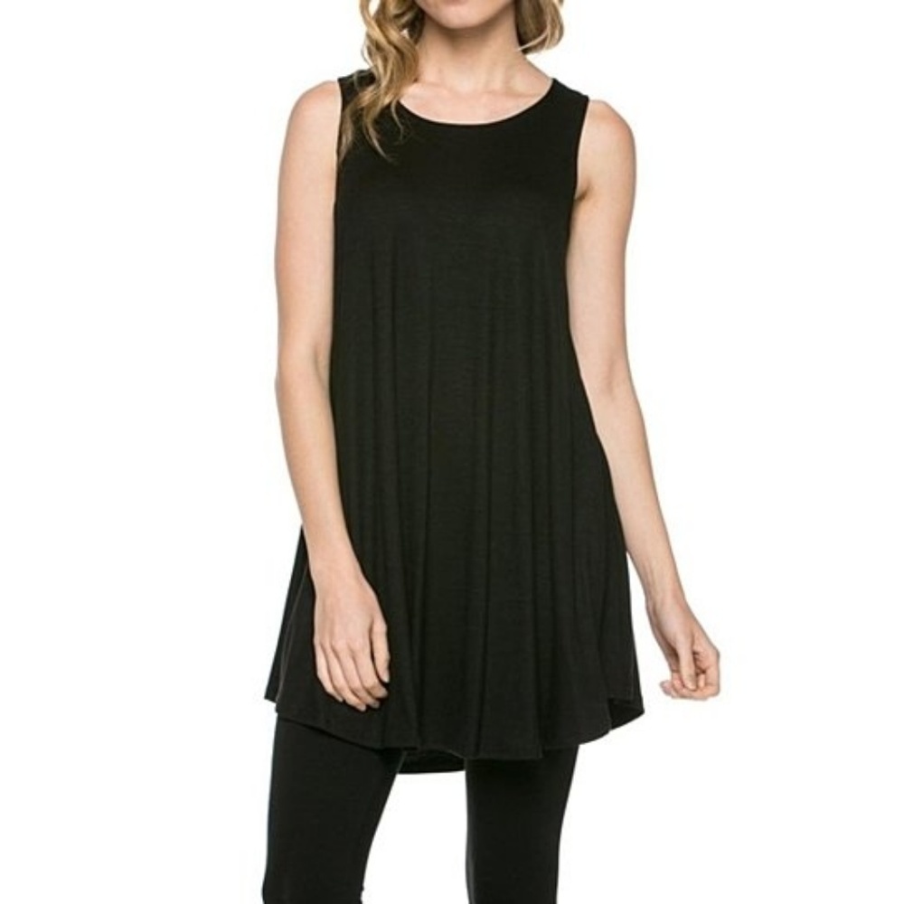Women's Black Rayon Span Tank Top Tunic
